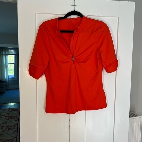 PrAna Sun Burst Orange 1/4 Zip Athletic Top Size Medium - Picture 2 of 8